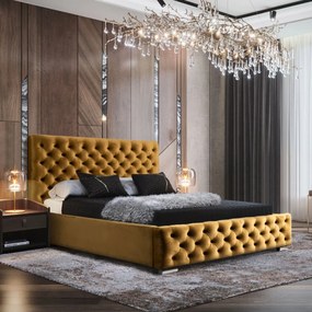MANŽELSKÁ ČALÚNENÁ POSTEĽ BARON 200x200 S ROŠTOM CHESTERFIELD