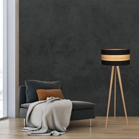 Stojacia lampa Terra, 1x drevené/čierne textilné tienidlo, drevo