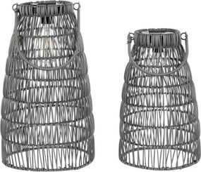 Set dvoch solárnych lampášov sivý PLA102 GREY (2 ks)