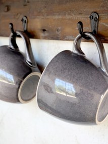 Hnedá antik drevená nástenná polička s priehradkami a háčikmi Plate Rack - 80*20*55 cm