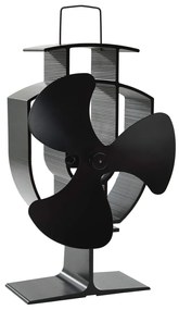 Teplom poháňaný ventilátor na krb s 3 lopatkami čierny