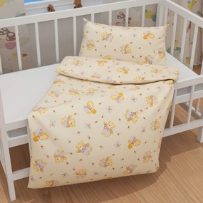 Biante Detské bavlnené posteľné obliečky do postieľky Sandra SA-730 Medvedíky a včielky na svetlo žltom Do postieľky 100x135 a 40x60 cm