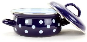 BELIS smaltovaný modrý randlík s bodkami 16 cm 1,4L