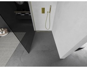 Mexen Kioto, sprchová zástena Walk-In 120 x 200 cm, 8mm šedé sklo, zlatý matný profil, 800-120-101-55-40