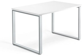 Kancelársky pracovný stôl QBUS, O-rám, 1200x800 mm, biela/strieborná