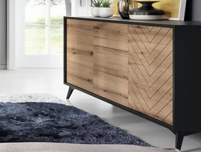 Široká komoda so zásuvkami Diamond, čierna/dub