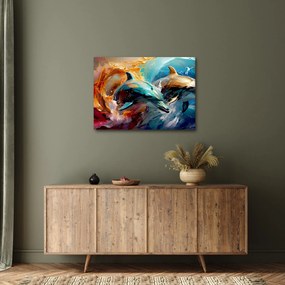 Obraz - Maľba delfínov (70x50 cm)