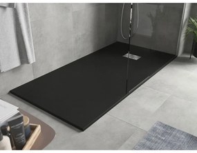 Mexen Hugo, obdĺžniková sprchová vanička SMC 170 x 90 cm, čierna, oceľová krytka, 42709017-X