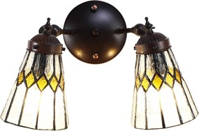 Nástenná Tiffany lampa 2 tienidlá žlté detaily Yello - 30*23*23 cm E14/max 2*25W