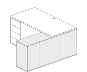 Kancelárska zásuvková komoda BLOCK, 1600 × 400 × 710 mm, 4× dvere, dub prírodný