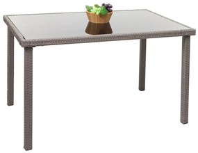 Záhradný stôl HWC-G19, polyratan,120x75cm - sivý