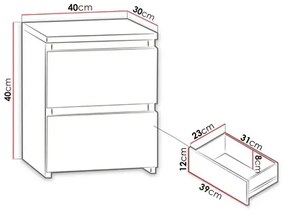 Nočný stolík MALWA 40x40 cm matná biela