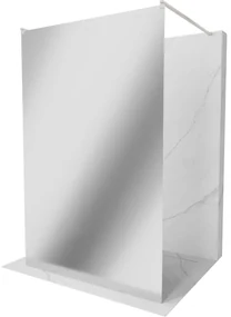 Mexen Kioto, sprchová zástena Walk-In 100 x 200 cm, 8mm sklo vzor zrkadlo, brúsená oceľ profil, 800-100-002-97-50