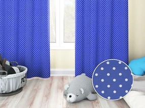 Biante Detský dekoračný záves Leona LN-022 Biele bodky na sýto modrom 130x220 cm