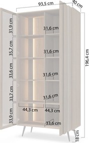 Vysoká vitrína s osvetlením Flaro 93 cm - dub dunin