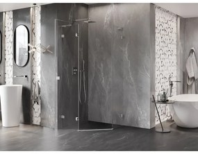 Mexen Lunar, L päťuholníkový sprchový kút naklápací doľava 80 x 80 cm, 8mm číre sklo, chrómový profil, 831L-080L-080P-01-00-L