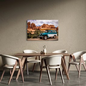 Obraz terénneho auta v horách (90x60 cm)