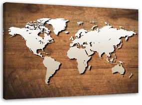 Obraz na plátně Mapa světa na deskách - 120x80 cm