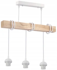BERGE LED závesné stropné svietidlo biely drevený trám 3xE27 Hustý guľový luster LUCA