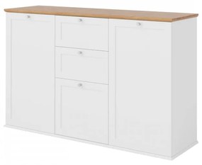 Komoda Fritkit 2D2SZ1K, Farby: biela / biela + dub lefkas