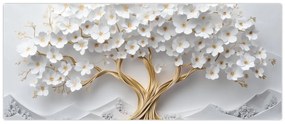Obraz – 3D elegantný strom života plný kvetov (120x50 cm)