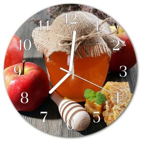 Nástenné sklenené hodiny Medové jablko fi 30 cm