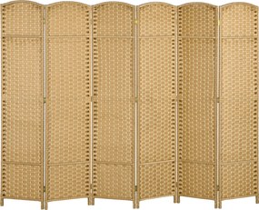 HOMCOM 6 Panelový 240 x 170 cm Bambusový Paraván Skladací Screen pre Obývaciu Izbu Prírodný | Aosom