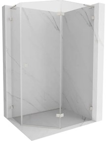 Mexen Lunar, L sklopný päťuholníkový sprchový kút pravý 90 x 80 cm, 8mm číre sklo, oceľový profil, 831L-090P-080L-97-00-P