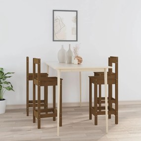 Barové stoličky 4 ks medovo-hnedé borovicový masív