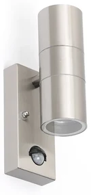 Vonkajšia nástenná lampa oceľ 2-svetlá IP44 s pohybovým senzorom - Duo