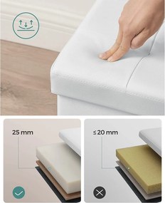 Taburetka 80 L, lavica s úložným priestorom, nosnosť do 300 kg, biela