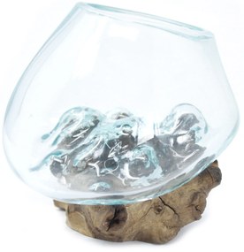 Roztavené sklo na dreve - Malá misa