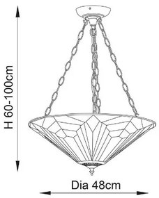 Endon 63936 - Luster na reťazi Tiffany ASTORIA 3xE27/60W/230V pr. 48 cm