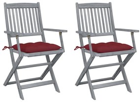 Skladacie záhradné stoličky s podložkami 2 ks akáciový masív 3064506