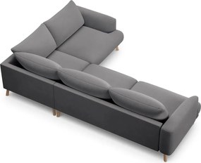 Sivá zamatová rohová pohovka (pravý roh/do L) Naomi – Micadoni