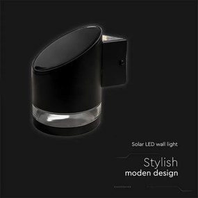 LED Vonkajšie solárne nástenné svietidlo LED/1W/3,7V 3000K IP54 1200 mAh čierna