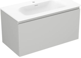 Mexen Orio, kúpeľňová skrinka 90 cm s umývadlom Vela, 1 zásuvka, šedá matná/biela matná, 91A10-09047-1-BF62-W23M01