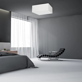 Stropné svietidlo Albion Square, 1x biele bavlnené tienidlo, (biele plexisklo), (50cm)