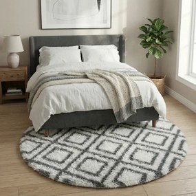 Protišmykový koberec DECOR biely / sivý kruh