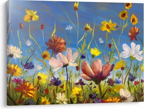 Maľovaný obraz rozkvitnutej lúky (70x50 cm)