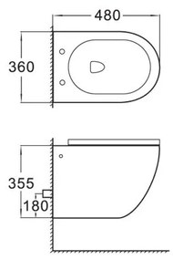 Mexen LENA Rimless misa závesná so sedátkom + závesný bidet, 48 x 36 cm, čierna, 35224885 + 30220185