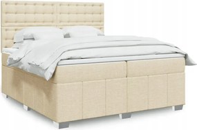 vidaXL Boxspring posteľ s matracom krémová 200x200 cm látka