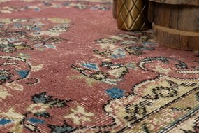 Ručne tkaný vlnený koberec Vintage 10175 rám / ornament, béžový / červený