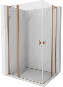 Mexen, Mexen Mist L Duo sklápací sprchový kút 120 x 115 cm, transparentný, brúsená meď - 8A4L-120-115-65-00