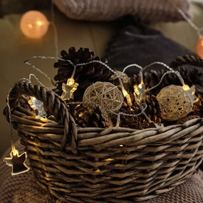 DECOLED LED světelný řetěz na baterie, 10 teple bílých diod, 1,5 m, akryloví andílci