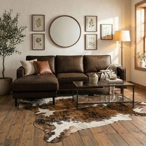 XXXLutz ROHOVÁ SEDAČKA, textil, koža, tmavohnedá Livetastic - Sedačky - 002951015237