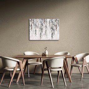 Obraz - Vŕbové vetvičky v šedej omietke (70x50 cm)
