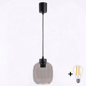 Brilagi - LED luster na lanku R GLASS 1xE27/60W/230V pr. 14 cm čierna/dymovošedá