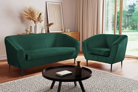 Trojmiestna pohovka Olivio, fľaškovo zelená zamatová  látka