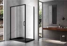 BPS-koupelny Obdĺžnikový sprchovací kút KZ104B BL 110x90 čierny/transparent + vanička ST04B BL čierna